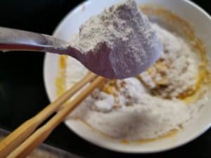 mix flour with the pumpkin